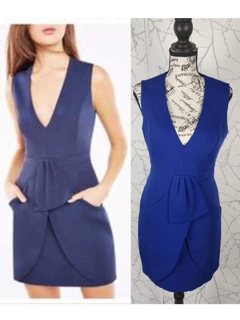 BCBG Maxazria Royal Blue Pleated Tulip Skirt Clare Dress